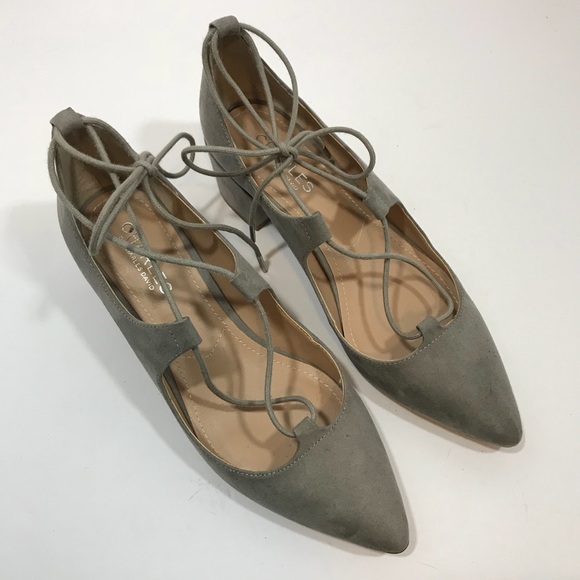 Charles David Lace Up Ankle Block Heel Point Toe 8 - Picture 2 of 8
